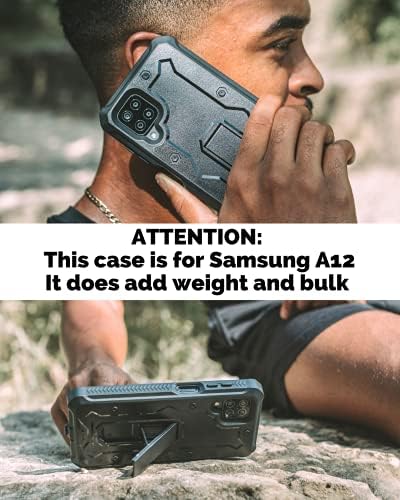 ArmadilloTek CaseBorne V Samsung Galaxy A12 Kılıfı ile Uyumlu (2021 Sürümü) Eski Öncü-Siyah