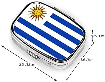 Uruguay bayrağı Kare Mini Hap Kutusu Seyahat Tıp Bölmeleri Organizatör Taşınabilir Metal Hap Durumda