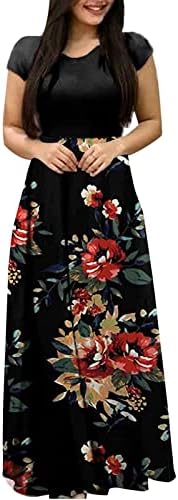 PETYCZEN Maxi Elbise Kadınlar için Yaz 2023 Artı Boyutu Çiçek Baskı Boho uzun Elbiseler Rahat Dökümlü Salıncak Plaj