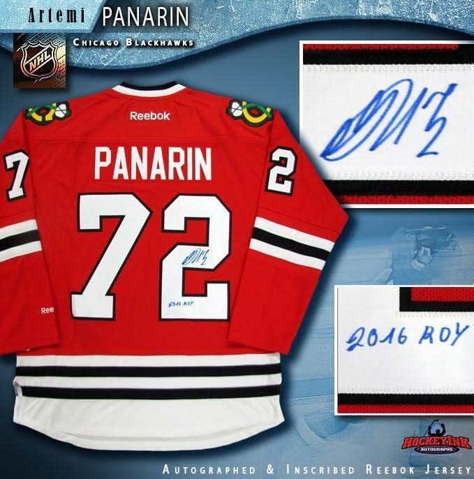 Artemi Panarin İmzalı Chicago Blackhawks Kırmızı Reebok Forması ROY İmzalı NHL Formaları