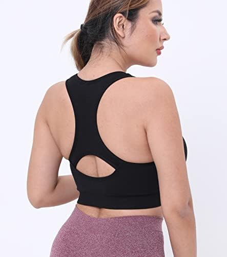 AKAMC 3 Paket kadın Orta Destek Çapraz Geri Wirefree Çıkarılabilir Bardak Yoga Spor Sutyeni