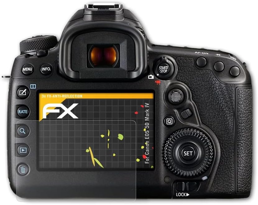 Canon EOS 5D Mark IV Ekran Koruyucu Film ile Uyumlu atFoliX Ekran Koruyucu, Yansıma Önleyici ve Şok Emici FX Koruyucu