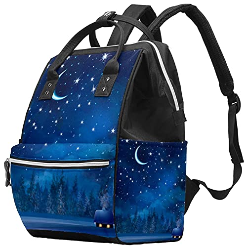 Büyük Bebek bezi çantası Sırt Çantası, Mavi Yıldızlı Gökyüzü Sahne Bez Torba Seyahat sırt çantası anne ve Baba için