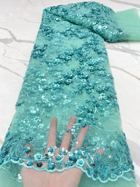 MaisonT Lüks Afrika Sequins Boncuklu Damat dantel Kumaş Örgü 5 metre Dantel Parti Düğün Gelin Bayan Tül Dantel Kumaş