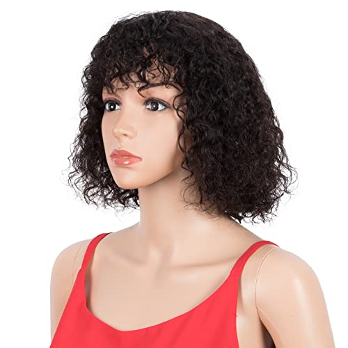Spot kısa postiç 12 inç Kıvırcık dalgalı insan saçı Ombre kahverengi Bob Peruk Siyah Kadınlar için Brezilyalı işlenmemiş