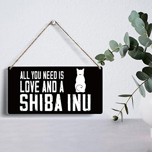 All You Need Aşk ve bir Shiba Inu Ahşap Işareti 6x12 Shiba Inu Anne Hediyeler Ahşap Asılı Plak Ev Duvar Sanatı Dekorasyon