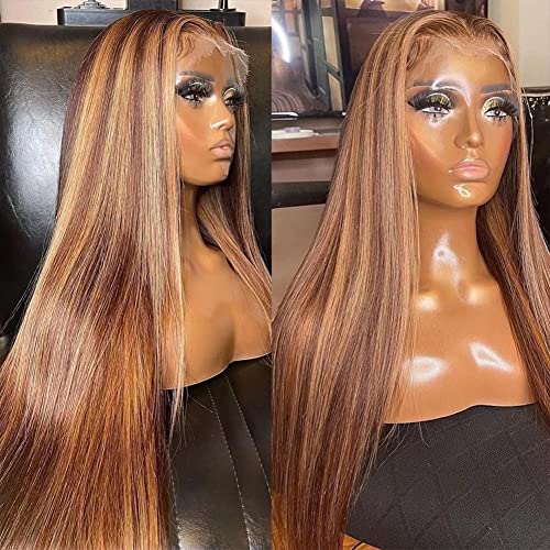 Maxine Vurgulamak Ombre dantel ön peruk insan saçı Renkli 4/27 13x6 HD Şeffaf sırma ön peruk Ombre Sarışın düz insan