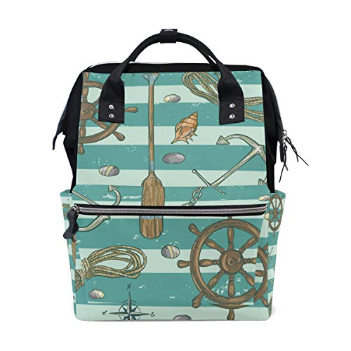 ColourLife Bebek bezi çantası Sırt Çantası Gemi Sembolleri Rahat Sırt Çantası Çok Fonksiyonlu Nappy Çantalar