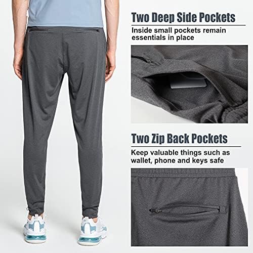 maamgic Erkek Joggers egzersiz pantolonları Slim Fit Hafif eşofman altları koşucu pantolonu Fermuarlı Cepler ile