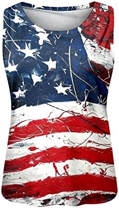 4th Temmuz Gömlek Kadınlar için ABD Bayrağı Yaz Kolsuz O-boyun Tankı Üstleri Yıldız Çizgili Kravat Boya T Shirt Casual