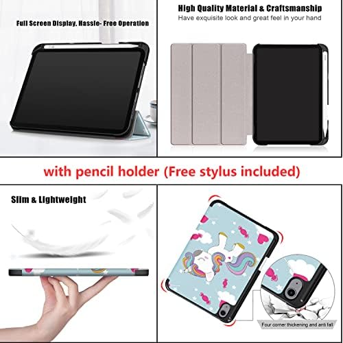 UUcovers iPad Mini 6 Kılıf 2021 (8.3) Kalem tutucu ile [Otomatik Uyku/Uyandırma] İnce Üç Katlı Standı Folio Akıllı