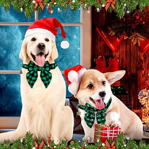 Papyon ile 4 Adet Noel köpek Tasması Ayarlanabilir Ekose köpek Tasması Kırmızı Yeşil Yumuşak Tatil Köpek Tasmaları