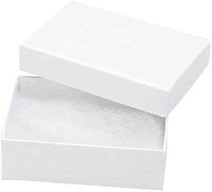 50 Paket Pamuk Dolgulu Beyaz Renk Takı Hediye Kutuları Takı Kolye Küpe Kolye Bilezik Kutu Ambalaj 2 5/8 x 1 1/2 x